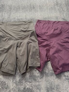 wild fable High-Rise Bike Shorts in Olive Green & Plum